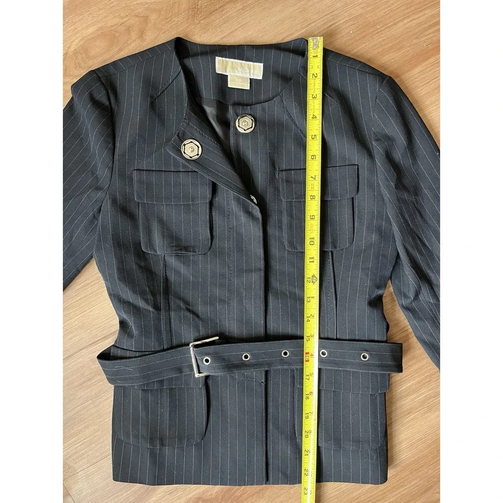 NEW Michael Kors Dark Navy‎ Blue Blazer Jacket Belted women SZ 2P